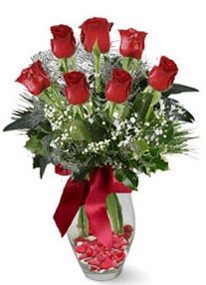  Yozgat internetten çiçek siparişi  7 adet kirmizi gül cam vazo yada mika vazoda