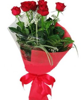 5 adet kırmızı gülden buket  Yozgat kaliteli taze ve ucuz çiçekler 