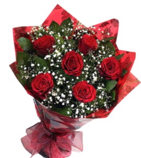 6 adet kırmızı gülden buket  Yozgat yurtiçi ve yurtdışı çiçek siparişi 