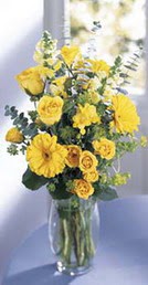  Yozgat online çiçek gönderme sipariş  sari güller ve gerbera cam yada mika vazo