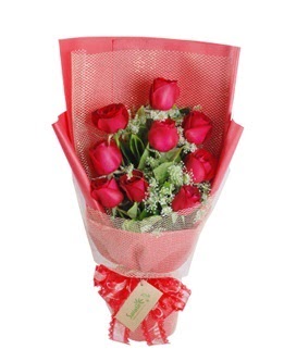 9 adet kırmızı gülden görsel buket  Yozgat ucuz çiçek gönder 